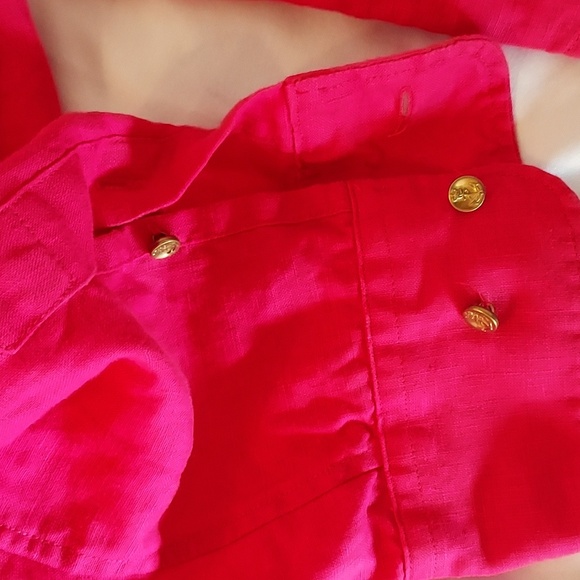 Lauren Ralph Lauren Women's Blouse Shirt Barbie Hot Pink 100% Linen Size L - Picture 15 of 16